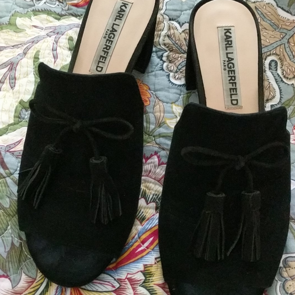 KarlLagerfeld,suede mules